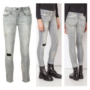 R13 Alison Crop Grey Mended Jeans, Sz 27 x 27